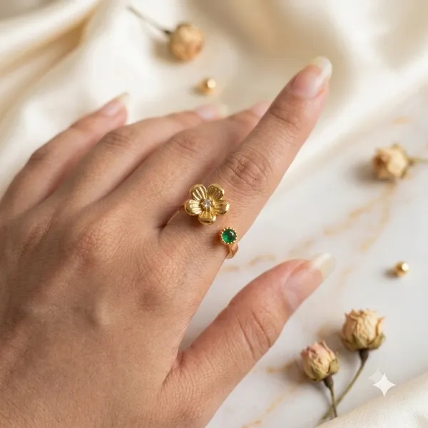 Gold_Tone_Floral_Open_Ring_For_Women