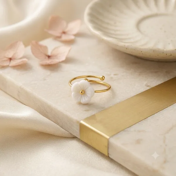 Gold_Tone_White_Floral_Open_Ring_For_Women