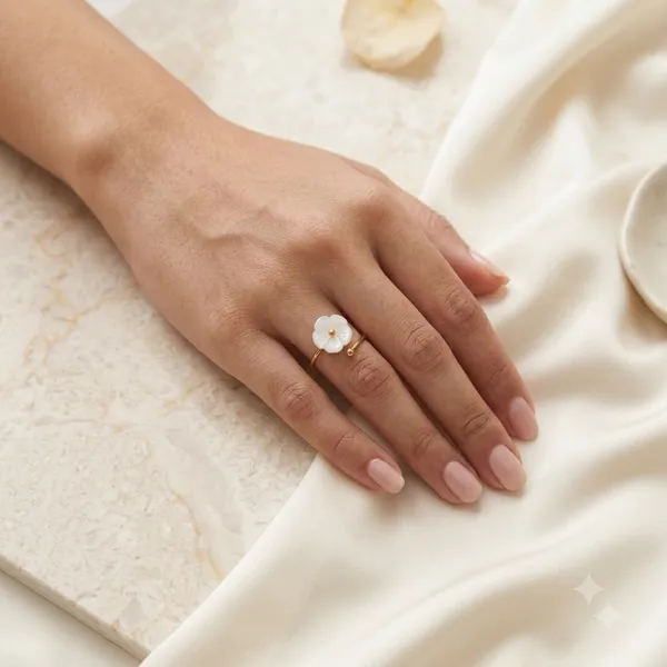 Gold_Tone_White_Floral_Open_Ring_For_Women
