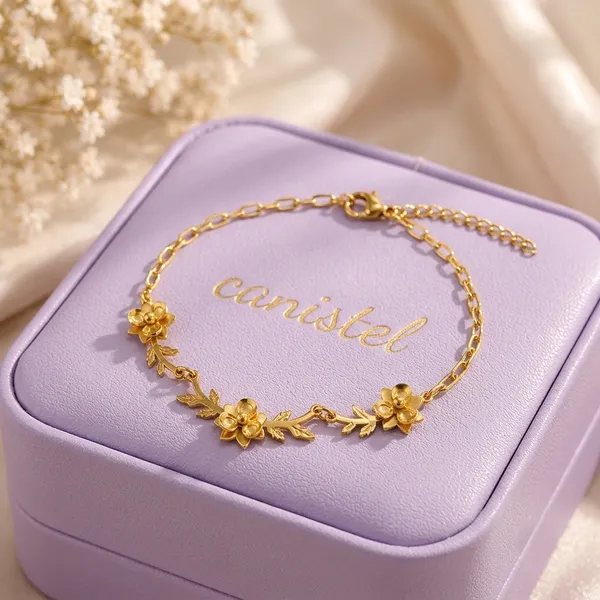 Gold-Toned_Floral_Charm_Bracelet_For_Women
