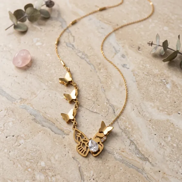 Gold_Tone_Charm_Necklace_For_Women