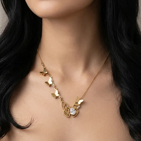 Gold_Tone_Charm_Necklace_For_Women