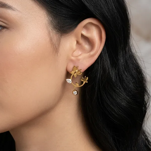 Gold-Tone_Stainless_Steel_Floral_Drop_Earrings_For_Women