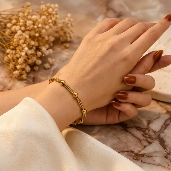 Gold_Tone_Beaded_Multi-Strand_Bracelet_For_Women
