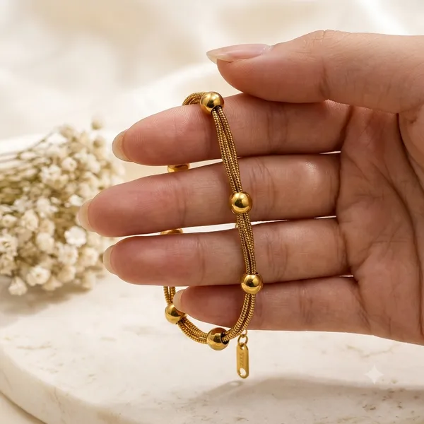 Gold_Tone_Beaded_Multi-Strand_Bracelet_For_Women