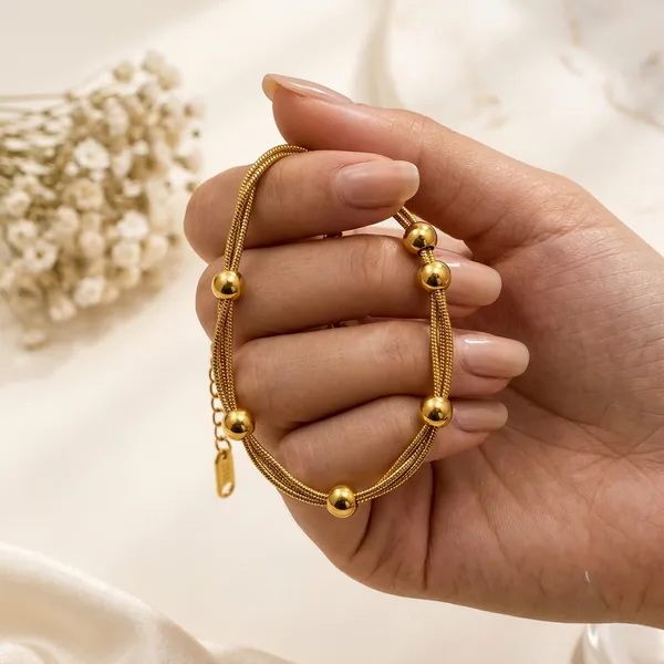 Gold_Tone_Beaded_Multi-Strand_Bracelet_For_Women