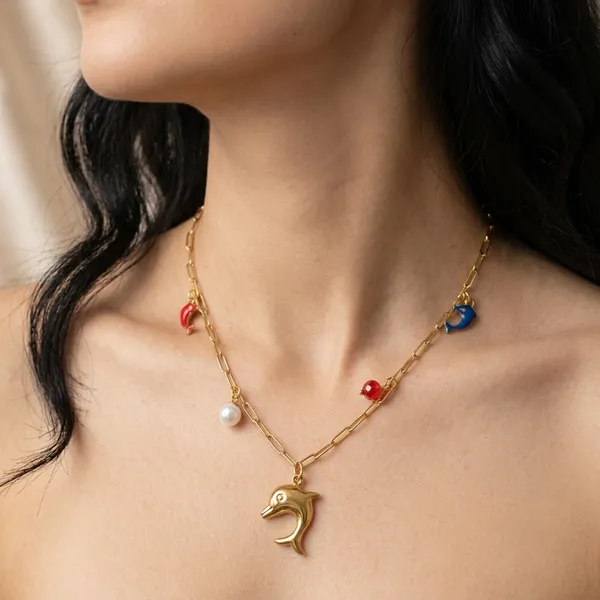 Gold-Tone_Charm_Necklace_For_Women