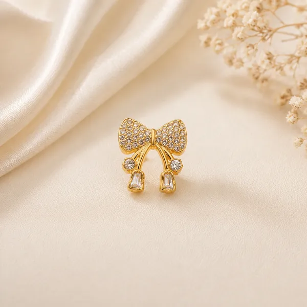 Gold_Tone_Crystal_Bow_Ring_For_Women