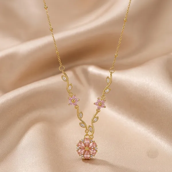 Gold_Tone_Floral_Necklace_For_Women