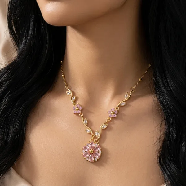 Gold_Tone_Floral_Necklace_For_Women