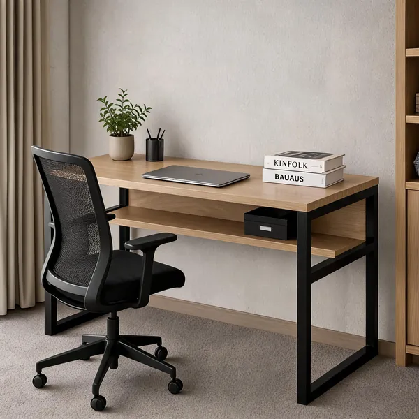 Wooden_Home_Office_Metal_Frame_Table