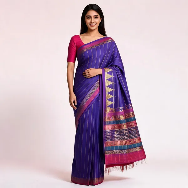 Rhfashions_Striped_Jainsem_Khasi_Dhara_Silk_Blend_Saree_(Blue)
