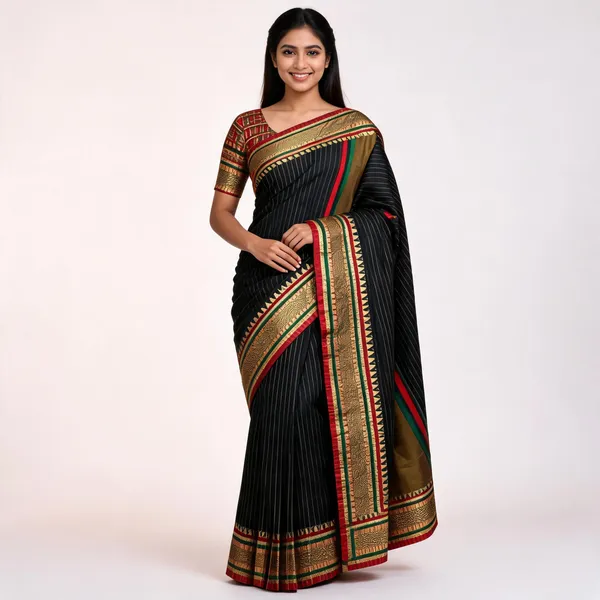 Fashion_Woven_Banarasi_Cotton_Blend_Saree_(Black)