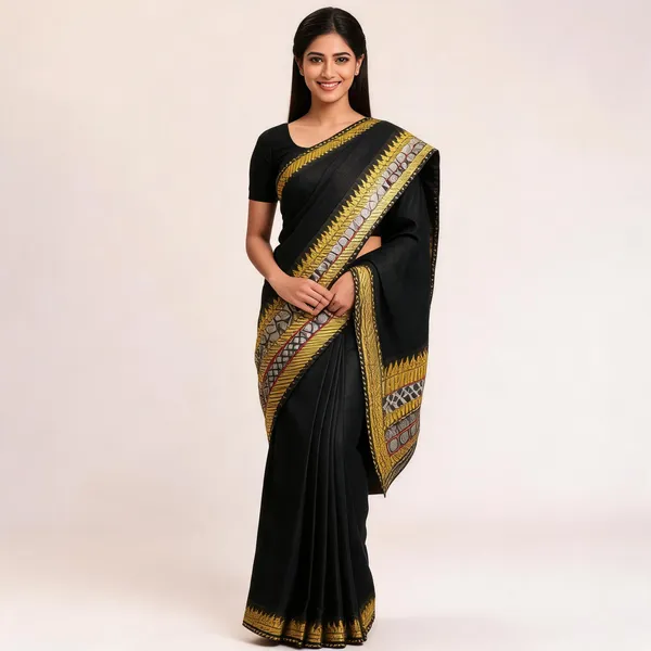 Rhfashions_Solid/Plain_Mangalagiri_Cotton_Linen_Saree_(Black)