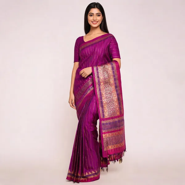 Fashion_Striped_Banarasi_Cotton_Silk_Saree_(Purple)