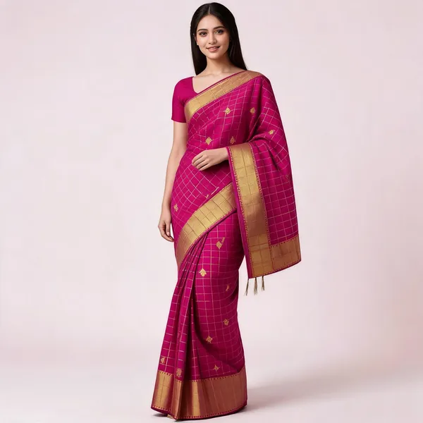 Rhfashions_Checkered_Maheshwari_Pure_Silk_Saree_(Pink)