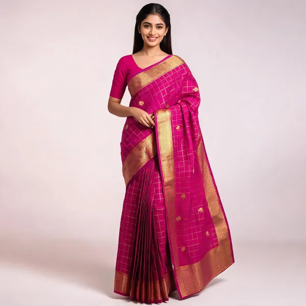 Rhfashions_Checkered_Maheshwari_Pure_Silk_Saree_(Pink)