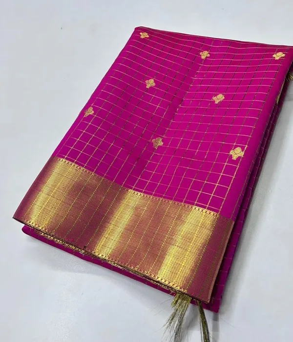 Rhfashions_Checkered_Maheshwari_Pure_Silk_Saree_(Pink)