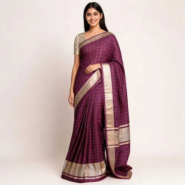 Mangalam_Pattu_Checkered_Mangalagiri_Silk_Blend_Saree_(Deep_Purple)