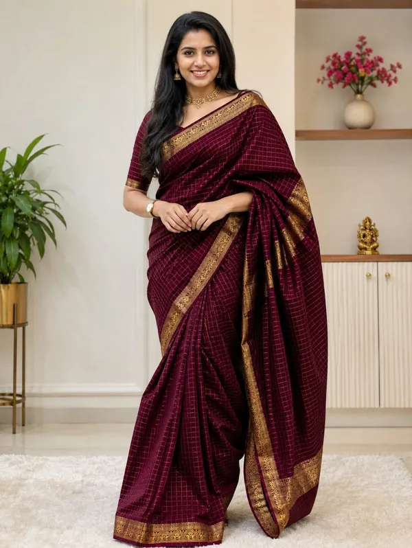 Anuman_Sarees_Striped_Banarasi_Silk_Blend_Saree_(Brown)