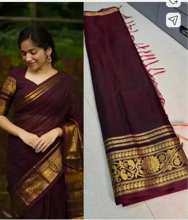 Fashion_Striped,_Woven,_Self_Design_Bandhani_Silk_Blend,_Saree_(Brown)