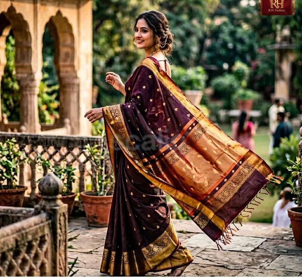 Maya_Viscose_Saree_Checkered_Banarasi_Silk_Blend_Saree_(Maroon)