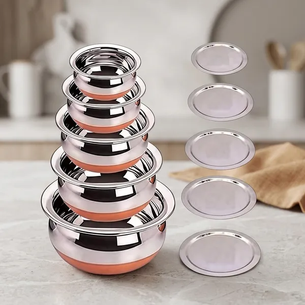 Houzifyy_Stainless_Steel_Handi_Set_With_Copper_Bottom_|_Set_Of_5_With_Lids