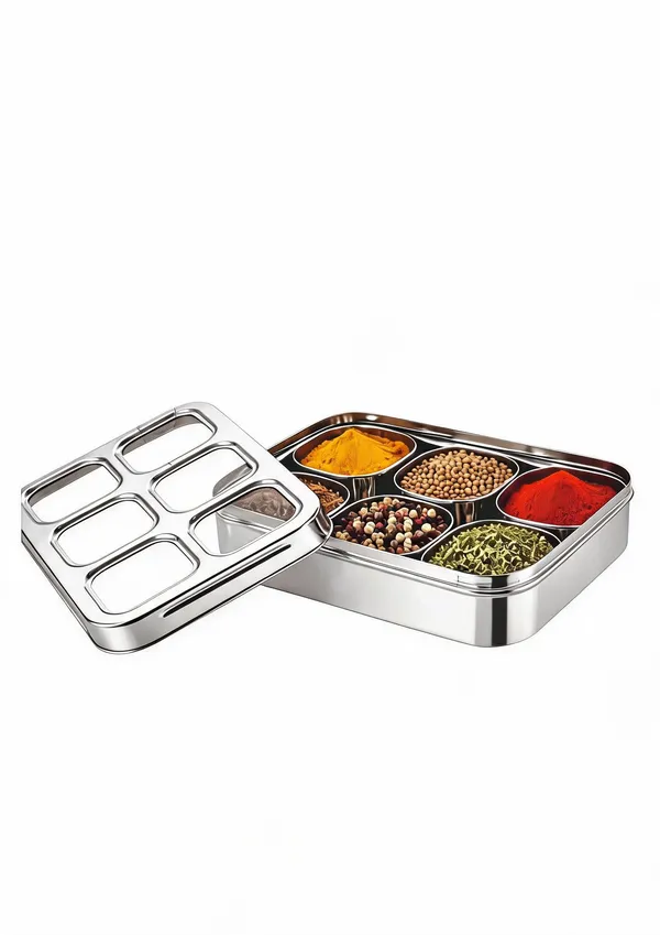 Houzifyy_6_Square_stainless_steel_masala_box_for_kitchen_|spice_box_with_see-_through_lead_|_6_containers_masala_Dani/dabba_|_dry_fruit_organiser_|_food_grade_rust_free_steel