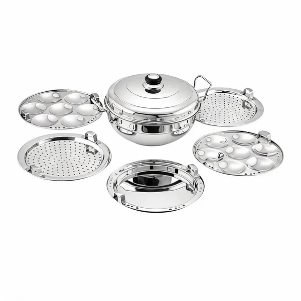Houzifyy_Stainless_Steel_Multi_Kadai_With_Multi-Purpose_Cooking_Pot_With_Lid_And_Multiple_Plates_|_Stakeable_Steamer_Set