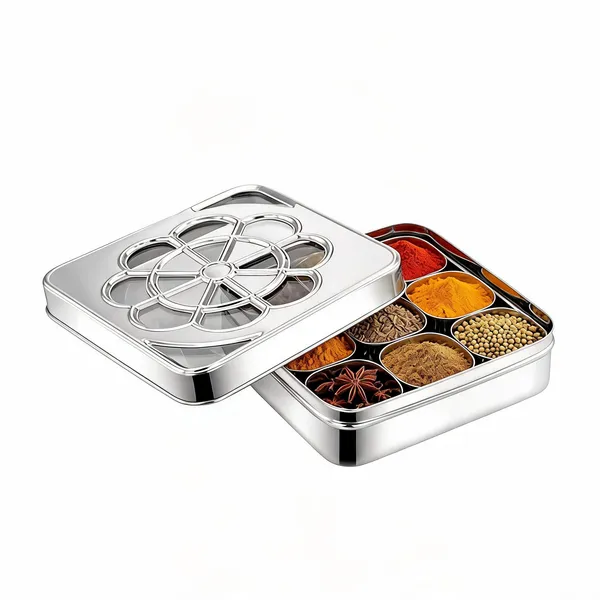 houzifyy_flora_9_square_stainless_steel_spice_box_with_see_through_glass_lid_|_9_containers_storage_box_|_durable_masala_Dani|_masala_box_for_kitchen_|_dry_fruit_organiser