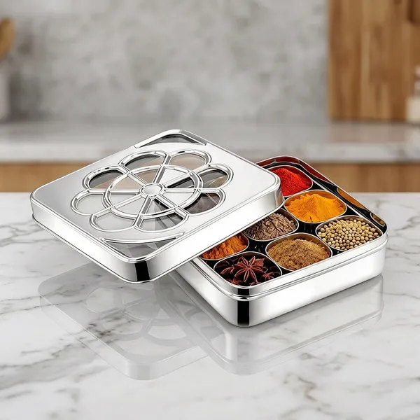 houzifyy_flora_9_square_stainless_steel_spice_box_with_see_through_glass_lid_|_9_containers_storage_box_|_durable_masala_Dani|_masala_box_for_kitchen_|_dry_fruit_organiser