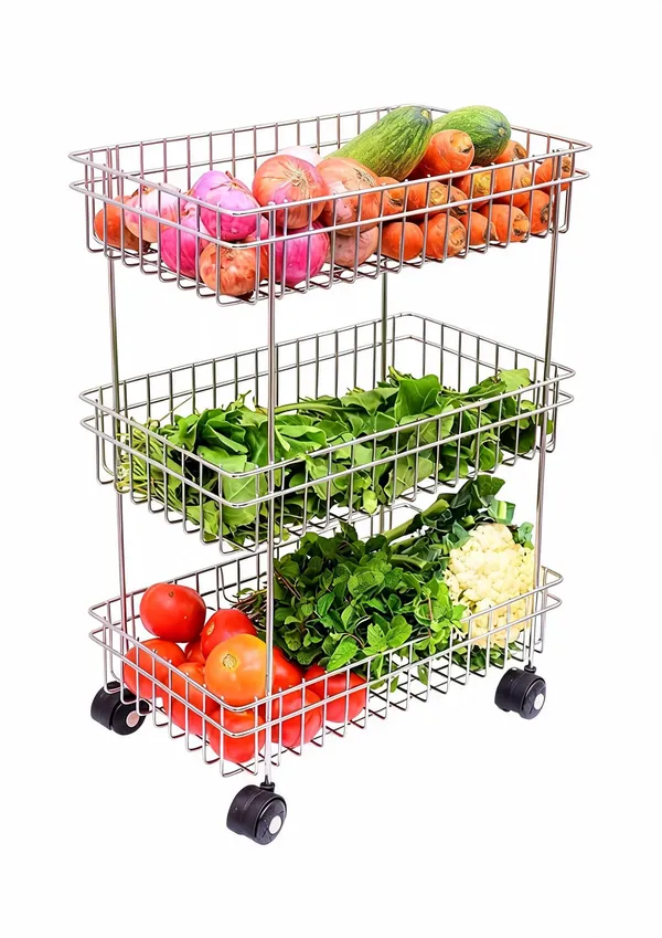 Houzifyy_3-tier_stainless_steel_kitchen_trolley_rack_fruit_vegetable_storage_rack