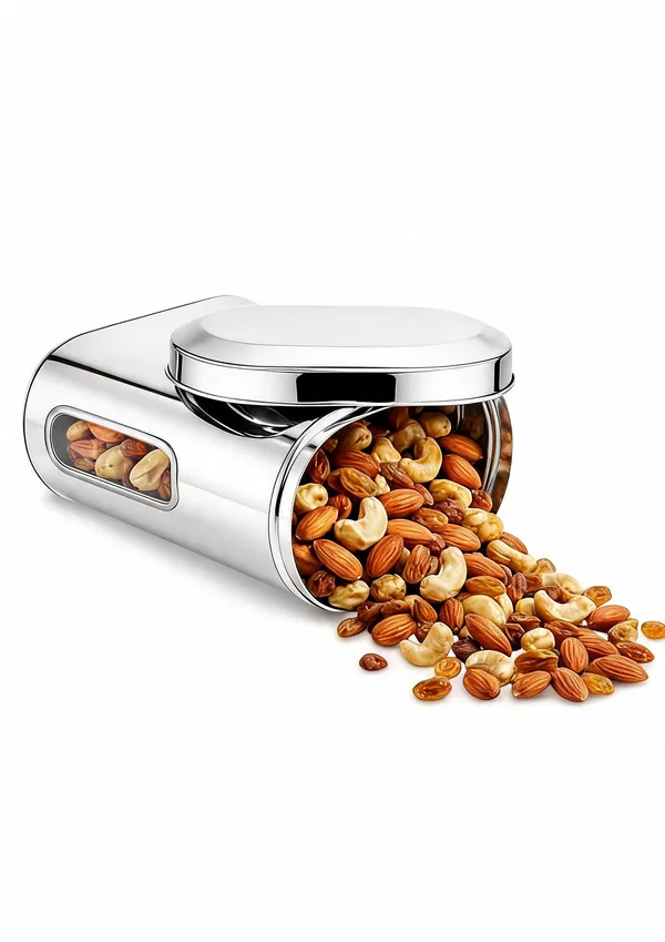 Houzifyy_Stainless_steel_See_through_containers_|_steel_containers_with_lid_|capsule_shape_steel_Kitchen_containers_set_|_steel_airtight_containers