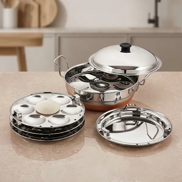 Houzifyy_Stainless_Steel_Multi_Kadai_With_Copper_Base_|__Multi-Purpose_Cooking_Pot_With_Lid_And_Multiple_Plates_|_Stakeable_Steamer_Set