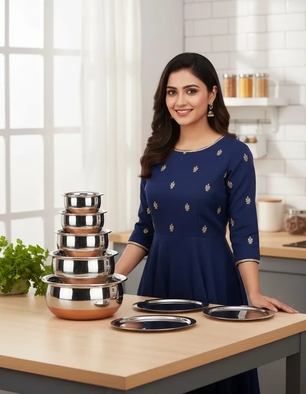 Houzifyy_Stainless_Steel_Handi_Set_With_Copper_Bottom_|_Set_Of_5_With_Lids
