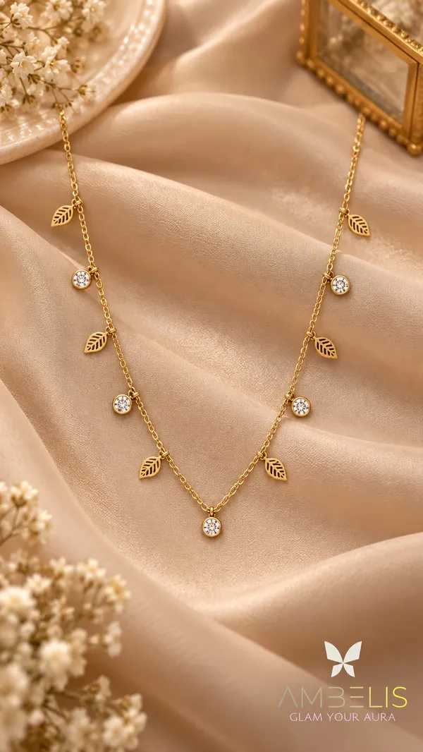 Gold_Tone_Leaf_Charm_Necklace_for_Women