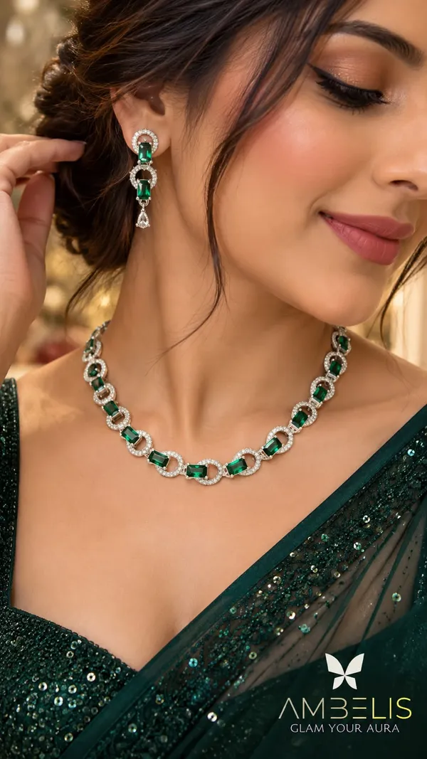 Regal_Rings-Green_American_Diamond__Necklace_Set