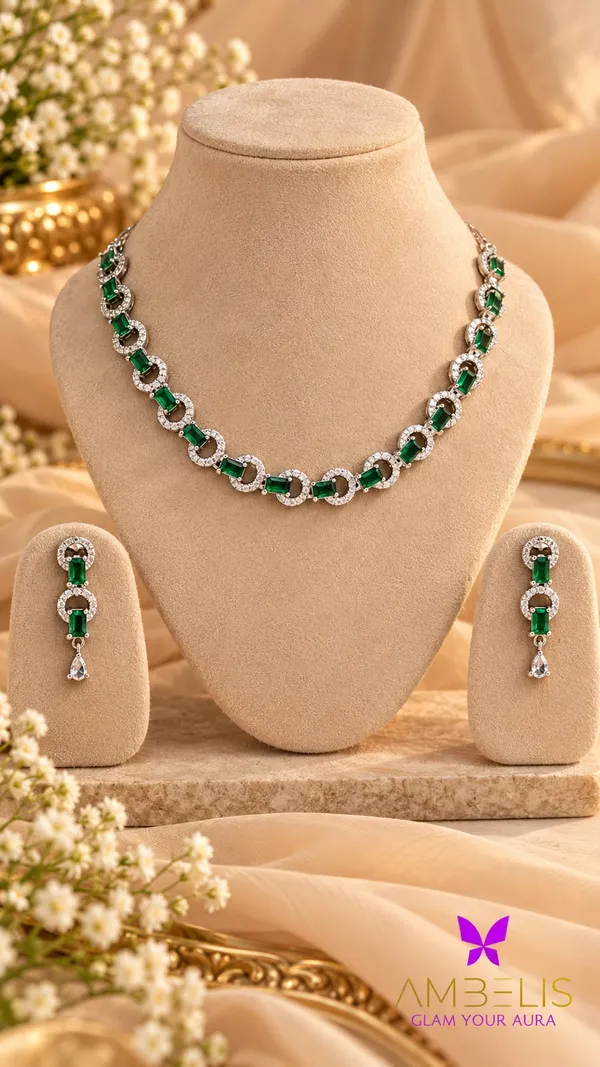 Regal_Rings-Green_American_Diamond__Necklace_Set