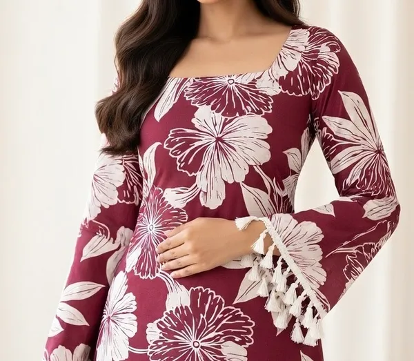 Maroon_Cotton_Floral_Print_Straight_Kurta_For_Women