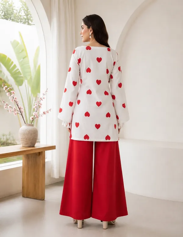 White_And_Red_Cotton_Heart_Print_Kurta_With_Palazzo_Set_For_Women