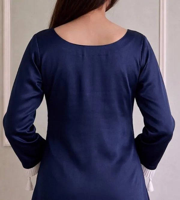 Navy_Blue_Cotton_Embroidered_Yoke_Tassel_Kurta_For_Women