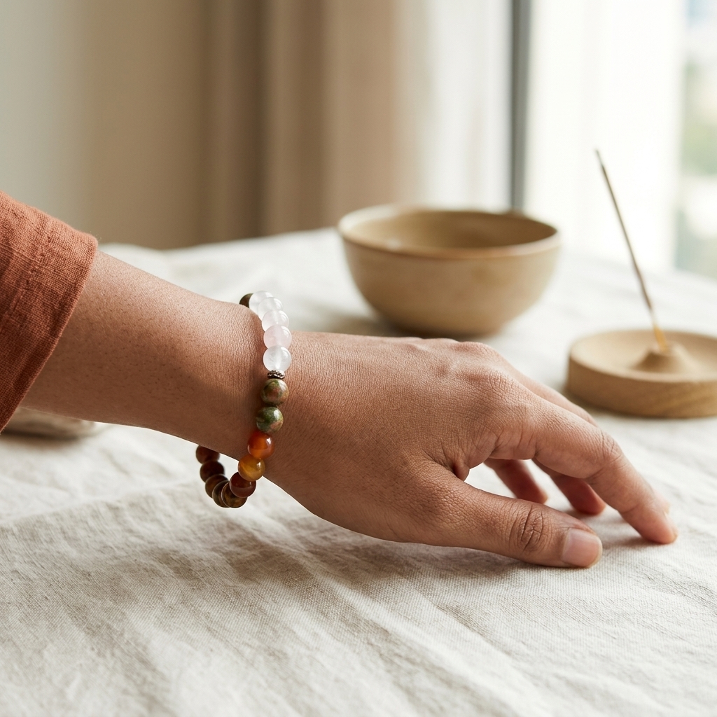 Fertility_Support_Bracelet_–_Moonstone,_Carnelian_&_Rose_Quartz