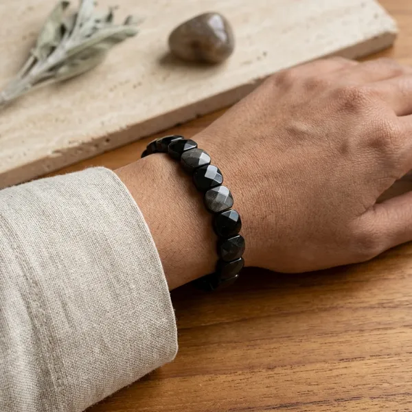 Silver_Obsidian_Bracelet_–_Faceted_Oval_Beads