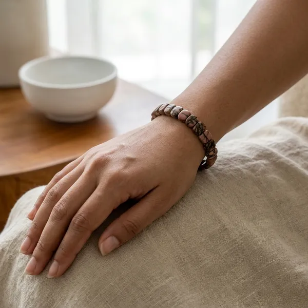 Black_Veined_Rhodonite_Bracelet_–_Faceted_Oval_Beads