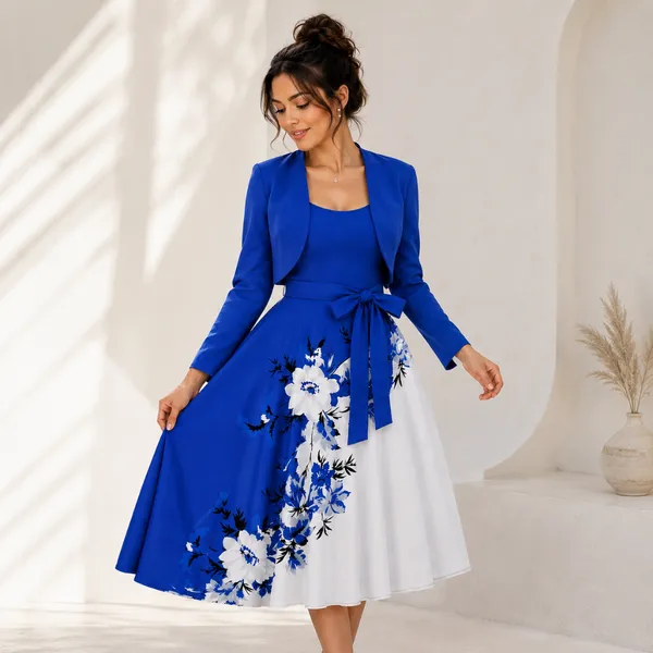 Elara_Elegant_2_Piece_Womens_Royal_Blue_Cardigan_Jacket_Floral_Suspender_Dress_Set