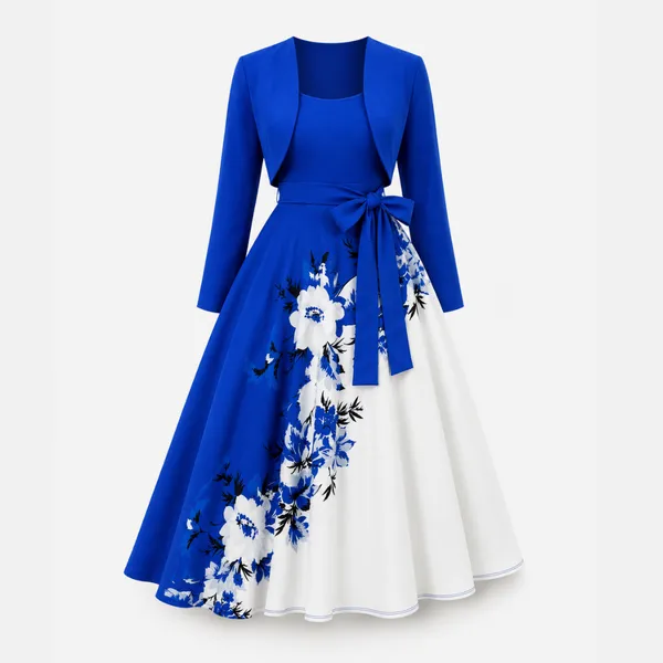 Elara_Elegant_2_Piece_Womens_Royal_Blue_Cardigan_Jacket_Floral_Suspender_Dress_Set