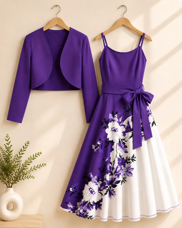 Elara_Elegant_2_Piece_Womens_Royal_Purple_Cardigan_Jacket_Floral_Suspender_Dress_Set