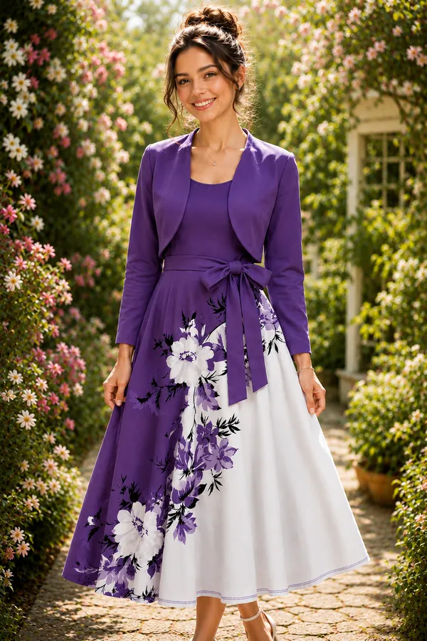 Elara_Elegant_2_Piece_Womens_Royal_Purple_Cardigan_Jacket_Floral_Suspender_Dress_Set