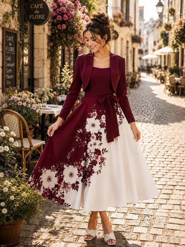 Elara_Elegant_2_Piece_Womens_Maroon_Cardigan_Jacket_Floral_Suspender_Dress_Set