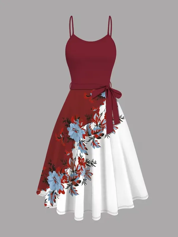 Elara_Elegant_2_Piece_Womens_Maroon_Cardigan_Jacket_Floral_Suspender_Dress_Set